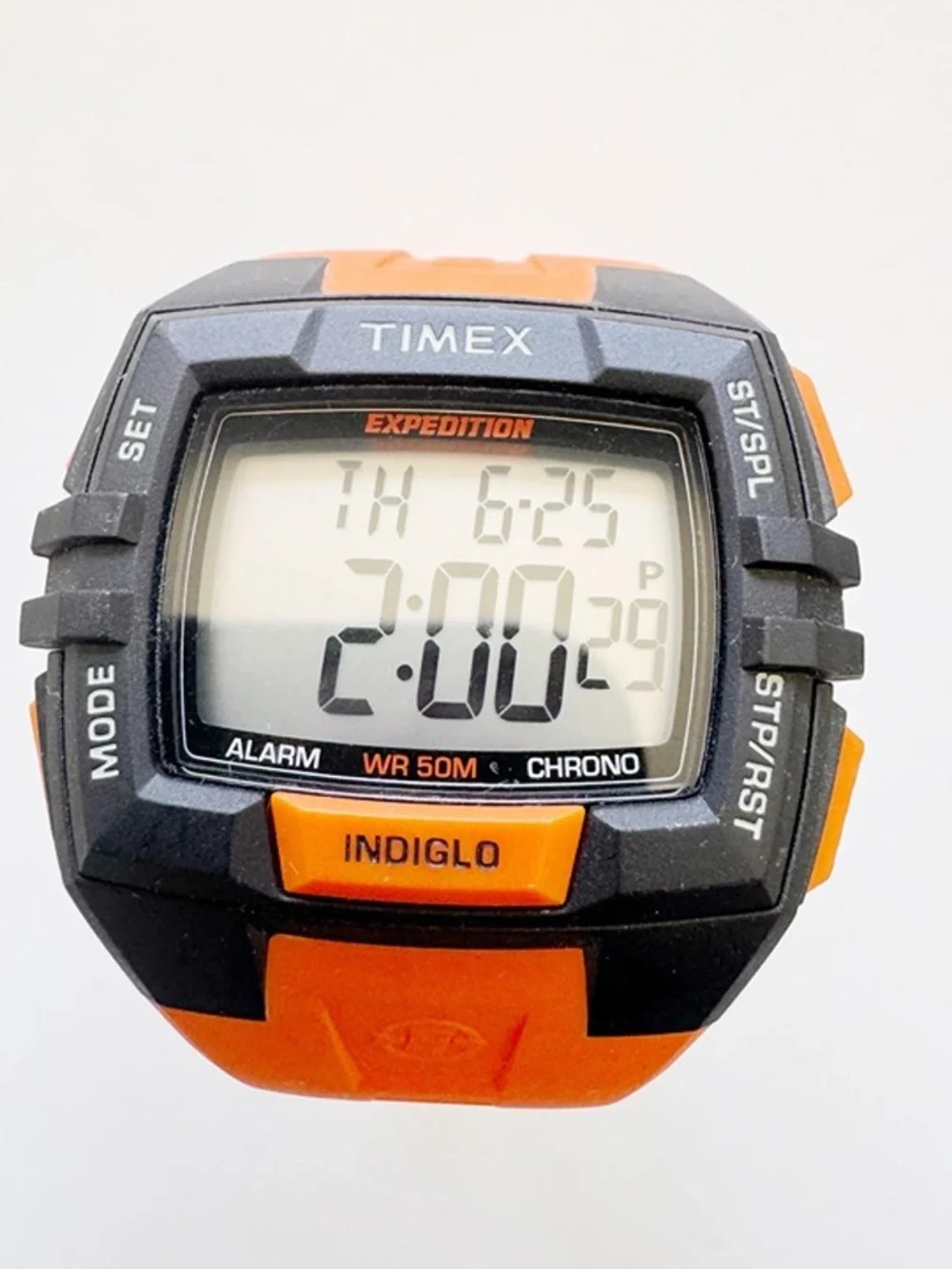 Timex Expedition Men's Watch Orange Black Digital Chrono Alarm 45mm Run